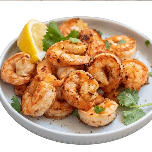 Langostinos al ajillo con papas rusticas
